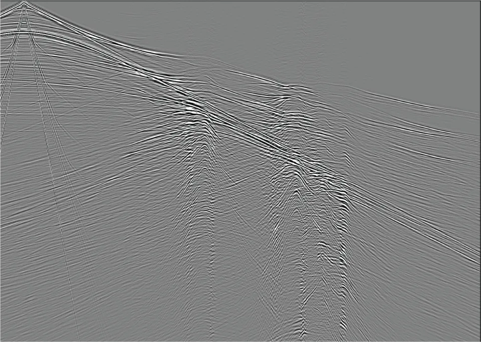 Synthetic Scholte-wave seismic gather
