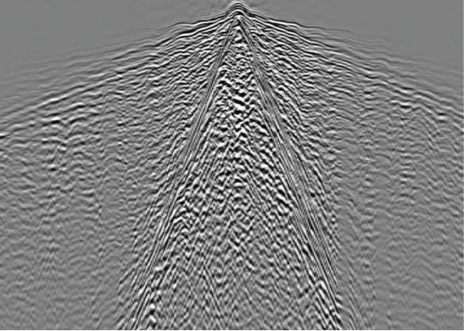 Synthetic seismic gather showing near-surface speckle scattering